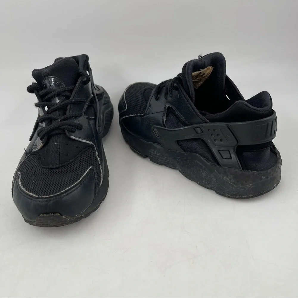 Nike Unisex Kids Huarache-Size 13 C -Black Leather Lace-Up Athletic Shoes
